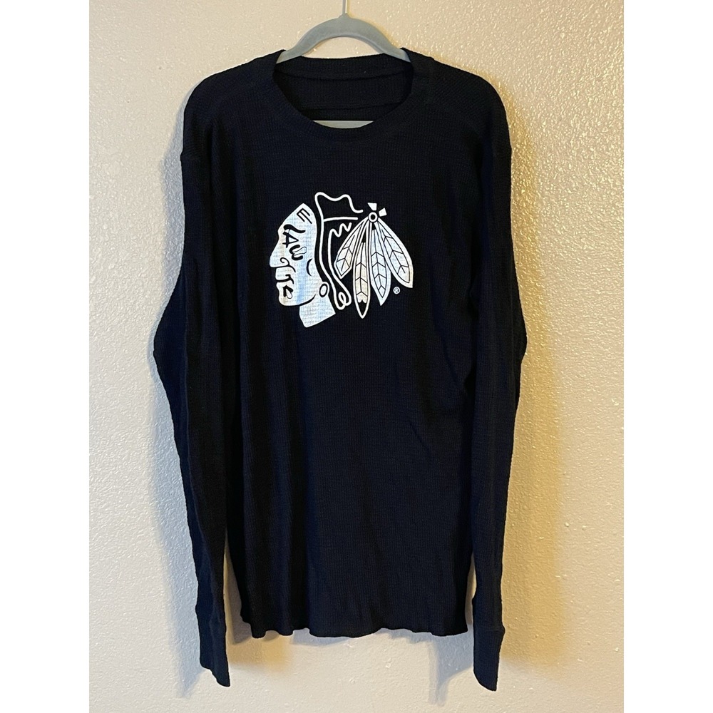 Men's 2XL NWOT Chicago Blackhawks Sportiqe‎ Long Sleeve Shirt Black
